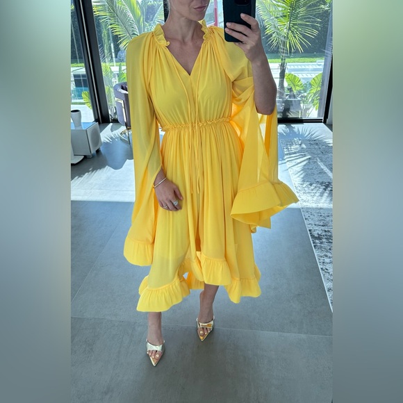 custom Dresses & Skirts - Chic Long Sleeve Yellow Dress